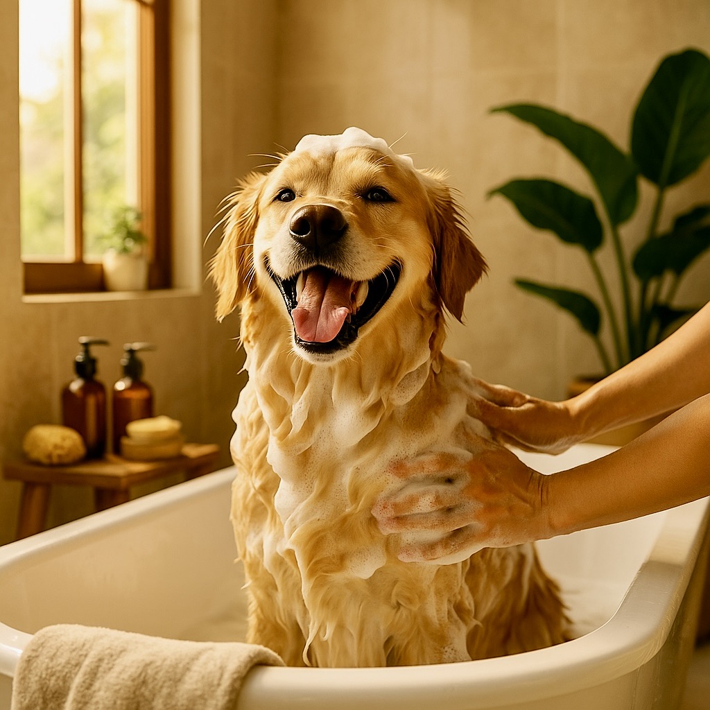 Dog in bath